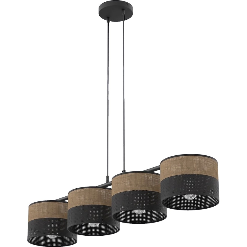 Luster na lanku KARBON 4xE27/15W/230V crna/braon