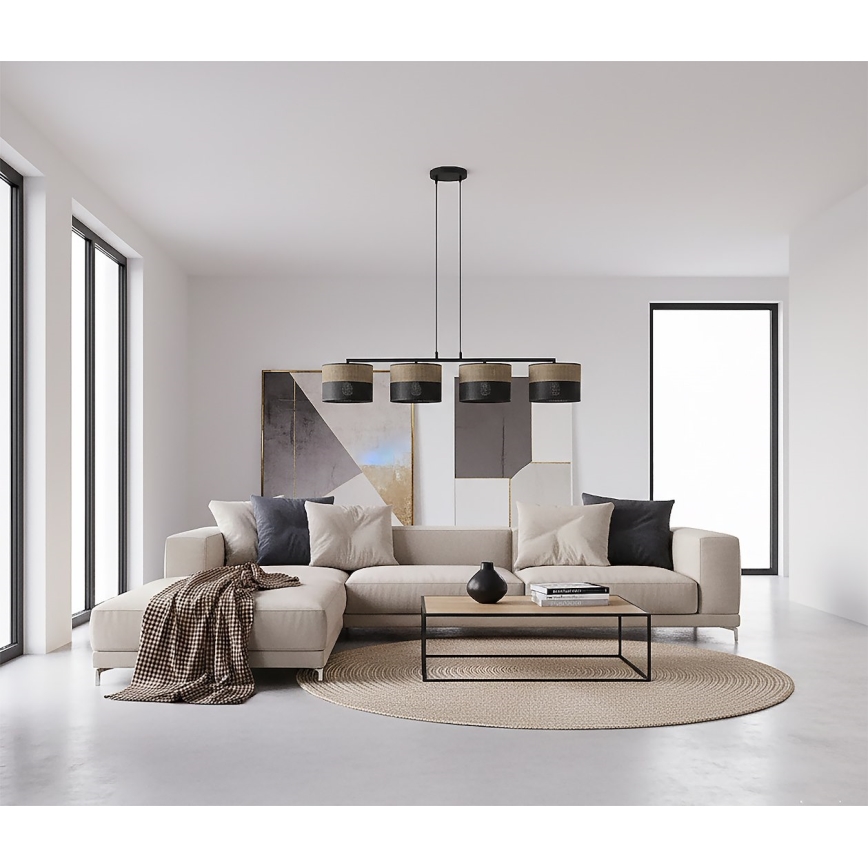 Luster na lanku KARBON 4xE27/15W/230V crna/braon