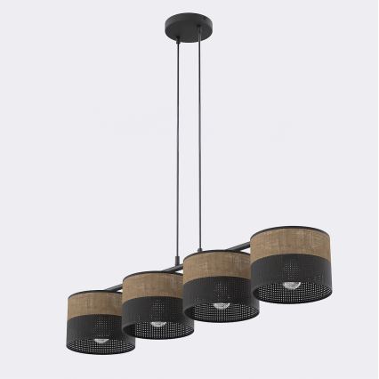 Luster na lanku KARBON 4xE27/15W/230V crna/braon