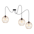 Luster na lanku MATT 3xE27/60W/230V pauk crna/bakarna