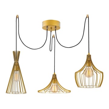 Luster na lanku MEZOPOTAMYA 3xE27/40W/230V u obliku pauka zlatna