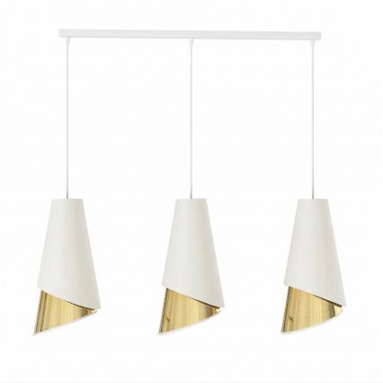 Luster na lanku MODA 3xE27/15W/230V bela/zlatna