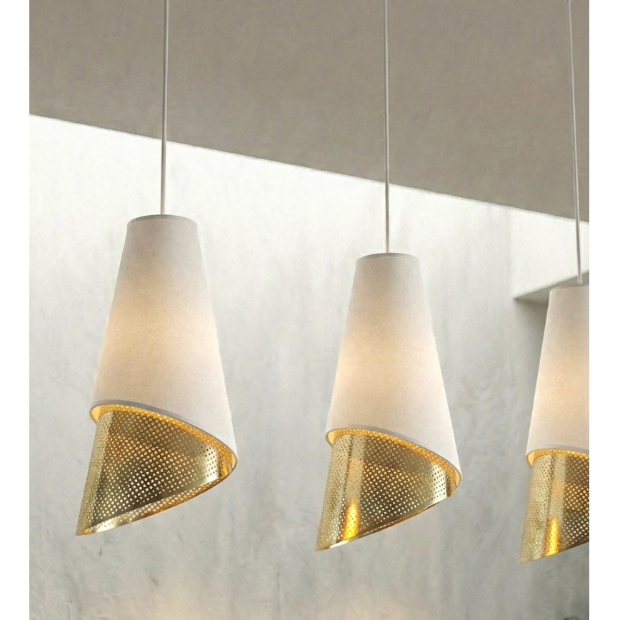 Luster na lanku MODA 3xE27/15W/230V bela/zlatna