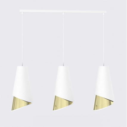 Luster na lanku MODA 3xE27/15W/230V bela/zlatna