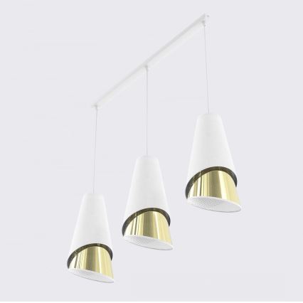 Luster na lanku MODA 3xE27/15W/230V bela/zlatna