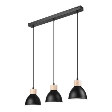 Luster na lanku NICO 3xE27/60W/230V crna/buk