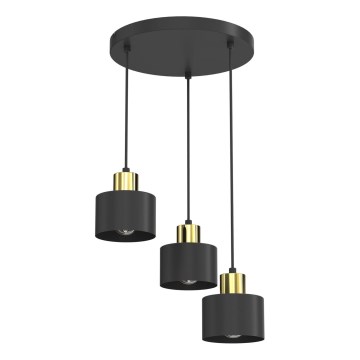 Luster na lanku PARKLA 3xE27/15W/230V crna