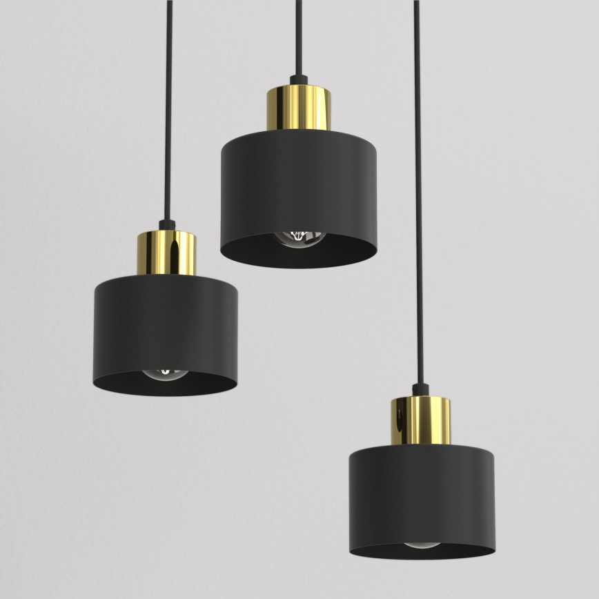 Luster na lanku PARKLA 3xE27/15W/230V crna