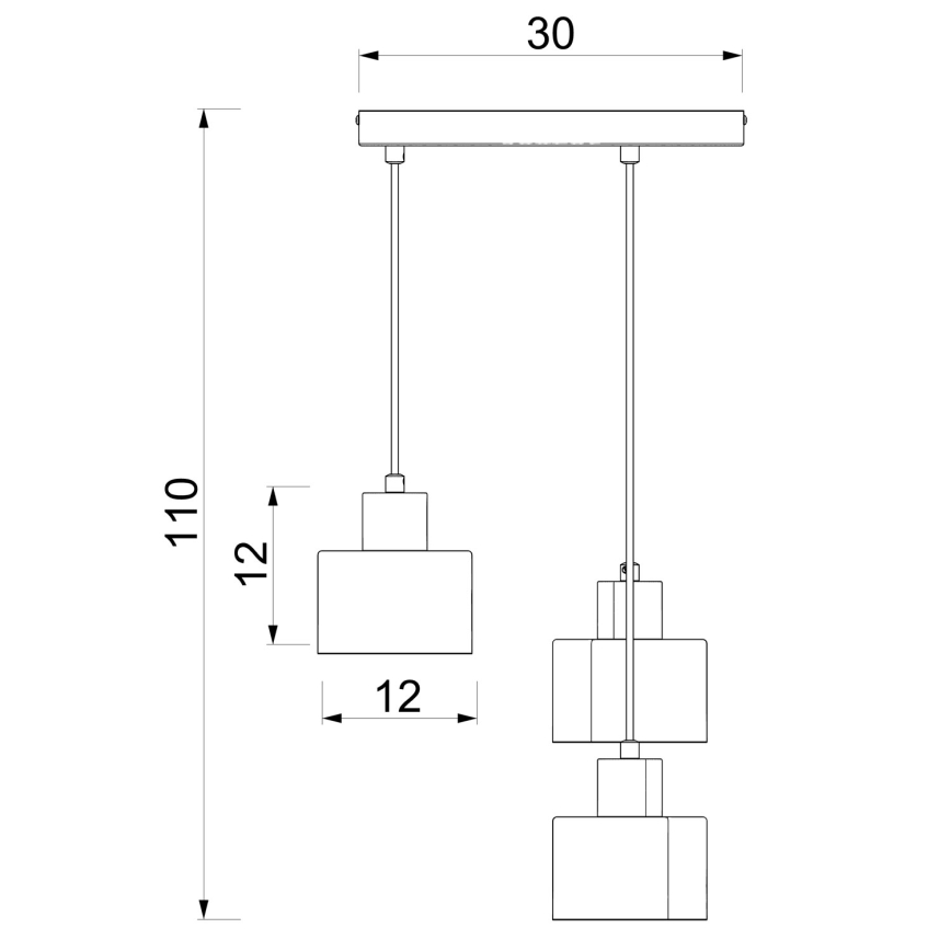 Luster na lanku PARKLA 3xE27/15W/230V crna