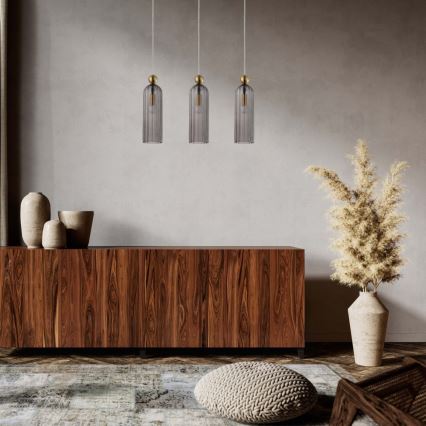 Luster na lanku PIEGA 3xE14/40W/230V mesing/zadimljeno-crna