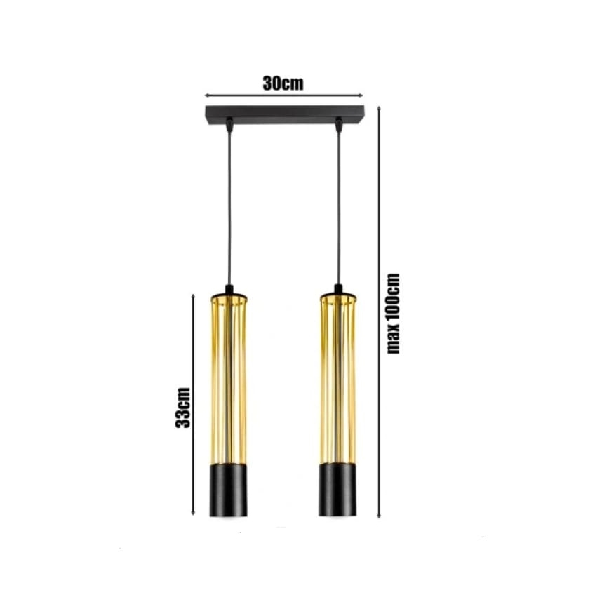 Luster na lanku PRESCOT 2xGU10/40W/230V zlatni