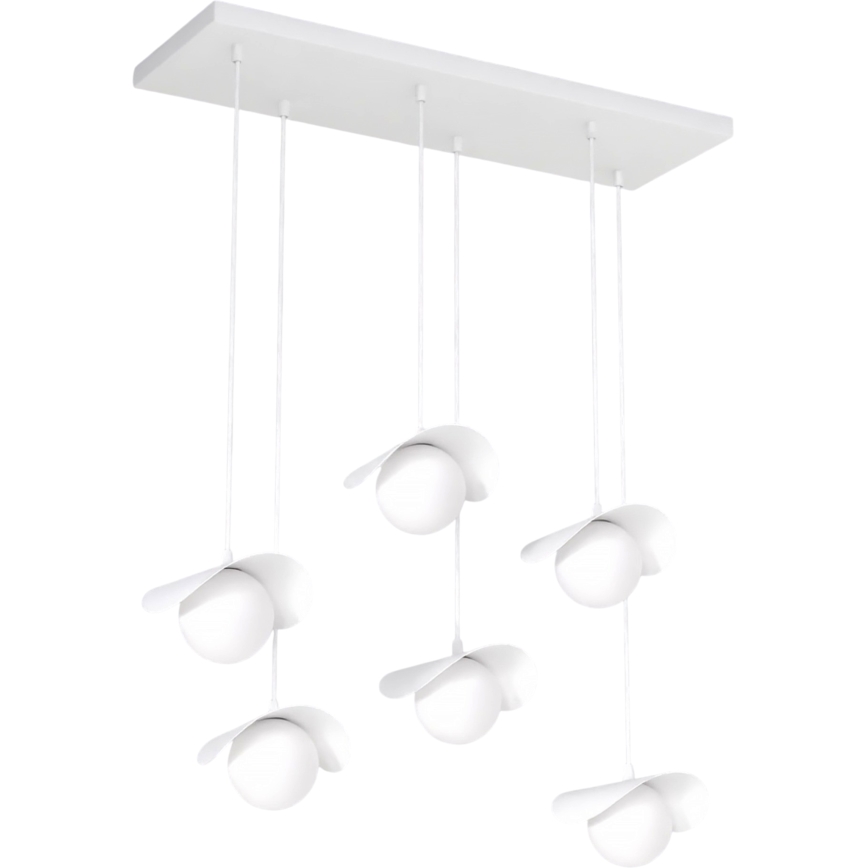Luster na lanku RITUAL 6xG9/8W/230V bela