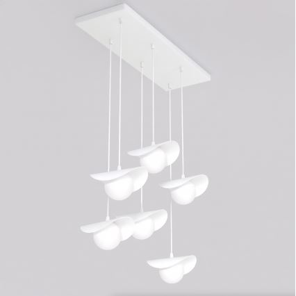 Luster na lanku RITUAL 6xG9/8W/230V bela
