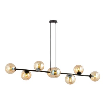Luster na lanku ROSSI 8xE14/10W/230V crna/bež
