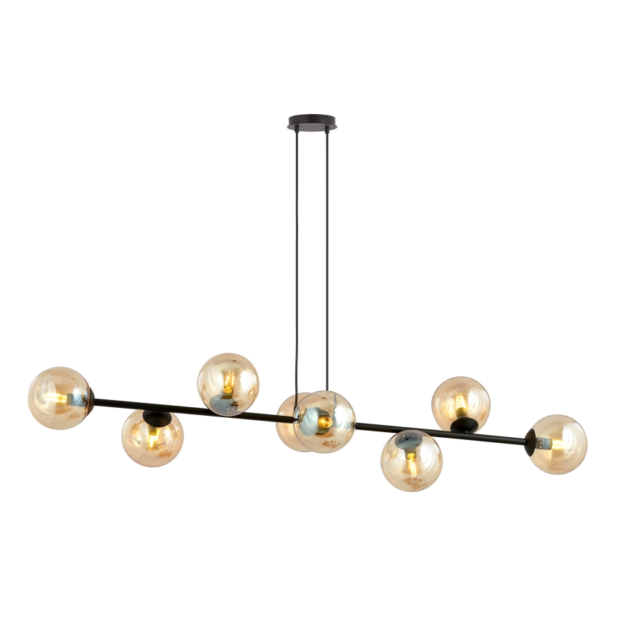 Luster na lanku ROSSI 8xE14/10W/230V crna/bež