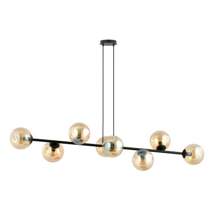 Luster na lanku ROSSI 8xE14/10W/230V crna/bež