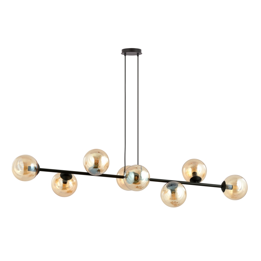 Luster na lanku ROSSI 8xE14/10W/230V crna/bež