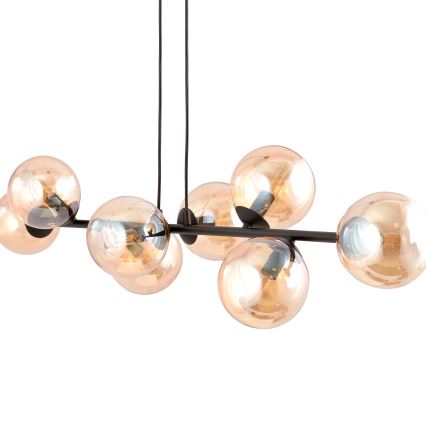 Luster na lanku ROSSI 8xE14/10W/230V crna/bež
