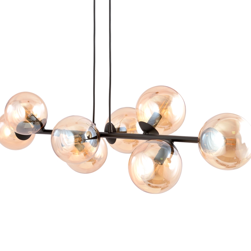 Luster na lanku ROSSI 8xE14/10W/230V crna/bež
