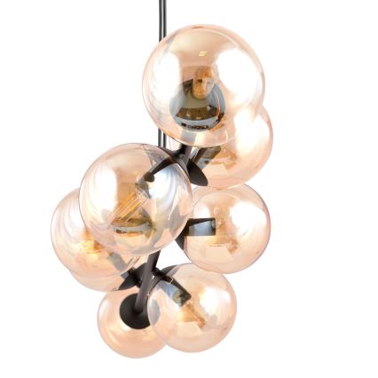 Luster na lanku ROSSI 8xE14/10W/230V crna/bež