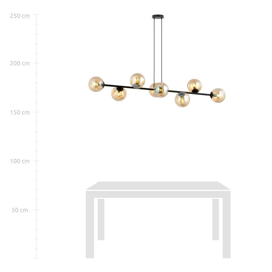 Luster na lanku ROSSI 8xE14/10W/230V crna/bež