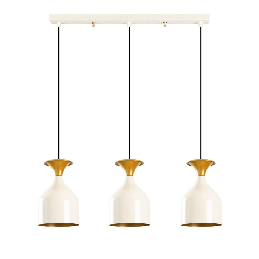 Luster na lanku SIVANI 3xE27/40W/230V bela/bakrena