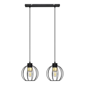 Luster na lanku STARLIGHT 2xE27/15W/230V crna/zlatna