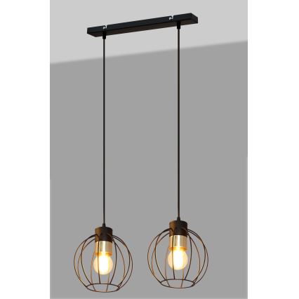 Luster na lanku STARLIGHT 2xE27/15W/230V crna/zlatna