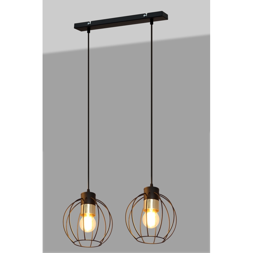 Luster na lanku STARLIGHT 2xE27/15W/230V crna/zlatna
