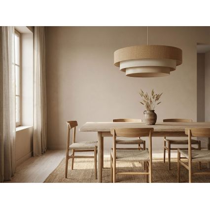 Luster na lanku TRINITI 1xE27/60W/230V prečnik 40 cm bež/krem