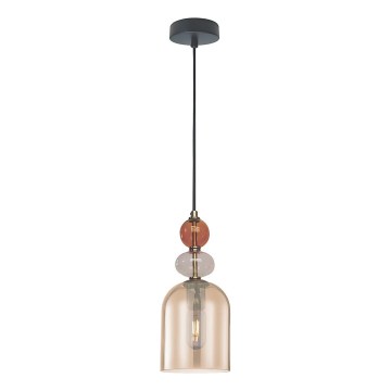 Luster na lanku TROPEA 1xE27/15W/230V crna/zadimljena crvena/bež