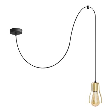 Luster na lanku TUBE 1xE27/15W/230V crna/zlatna
