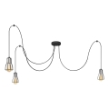 Luster na lanku TUBE LONG 3xE27/15W/230V crna/sjajni hrom