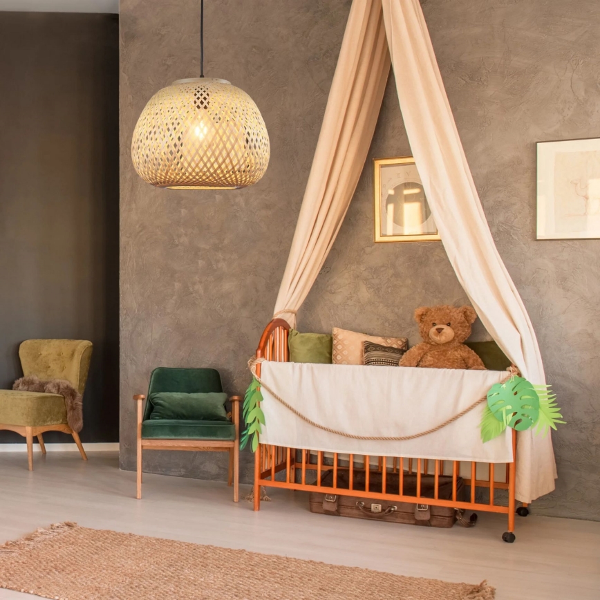 Luster na lanku ZANZIBAR 1xE27/20W/230V Ø 35 cm bambus