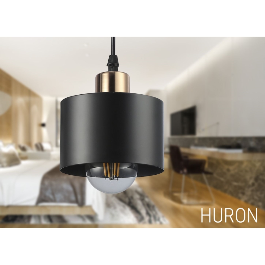 Luster na sajli 1xE27/35W/230V prečnik 12 cm crna/zlatna