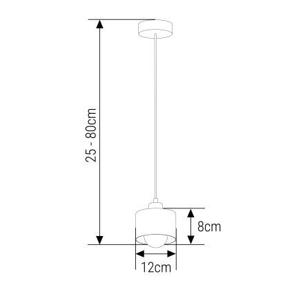 Luster na sajli 1xE27/35W/230V prečnik 12 cm crna/zlatna