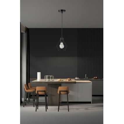 Luster na sajli 1xE27/35W/230V, prečnik 18 cm, crne boje