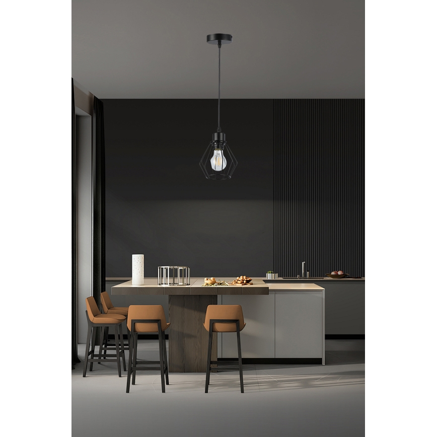 Luster na sajli 1xE27/35W/230V, prečnik 18 cm, crne boje