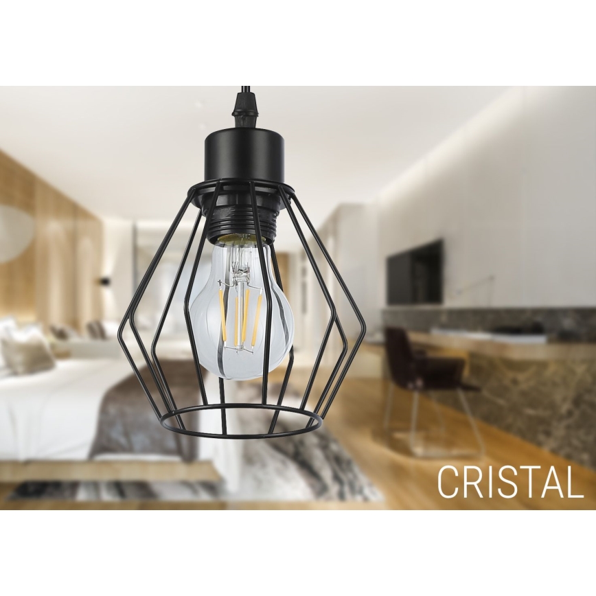 Luster na sajli 1xE27/35W/230V, prečnik 18 cm, crne boje
