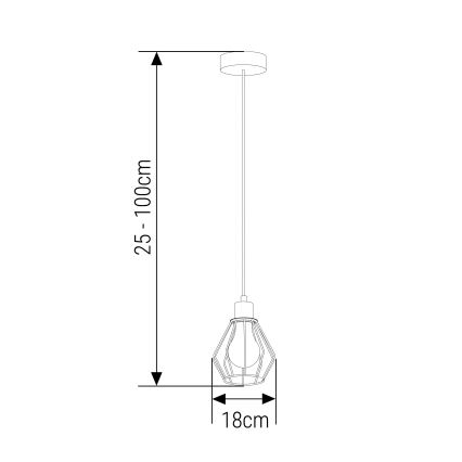 Luster na sajli 1xE27/35W/230V, prečnik 18 cm, crne boje