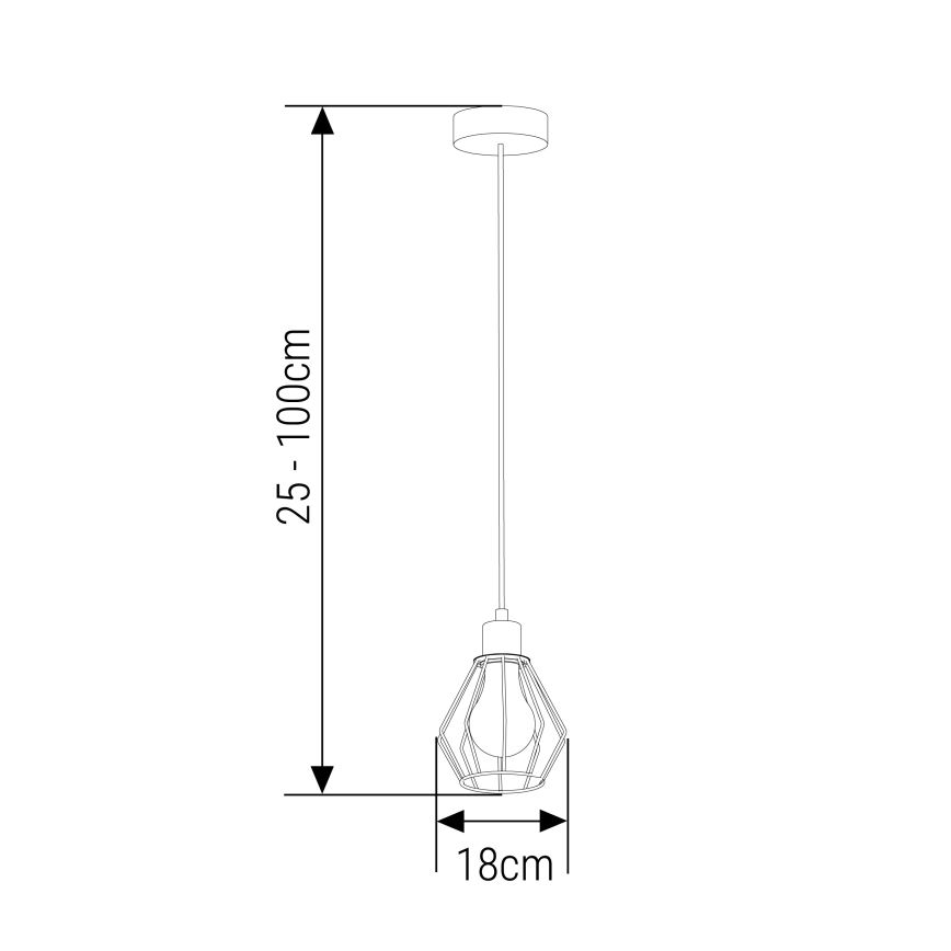 Luster na sajli 1xE27/35W/230V, prečnik 18 cm, crne boje