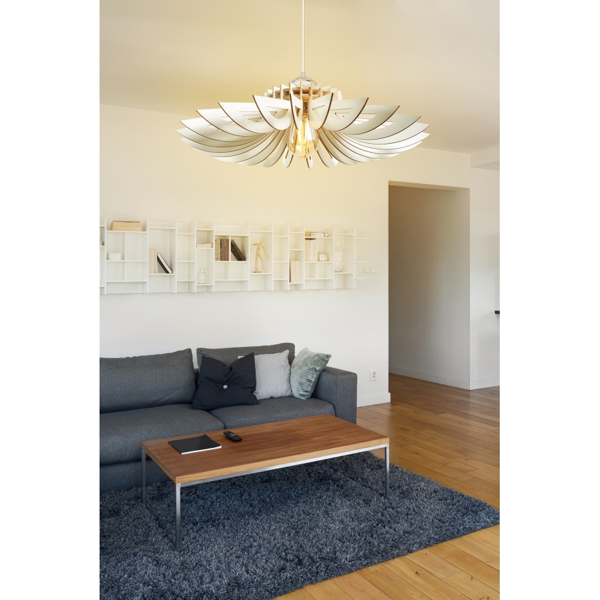 Luster na sajli 1xE27/60W/230V, beli, prečnik 52 cm