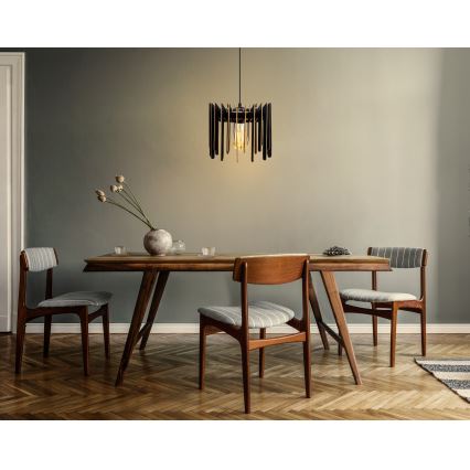 Luster na sajli 1xE27/60W/230V, crne boje, prečnik 23 cm