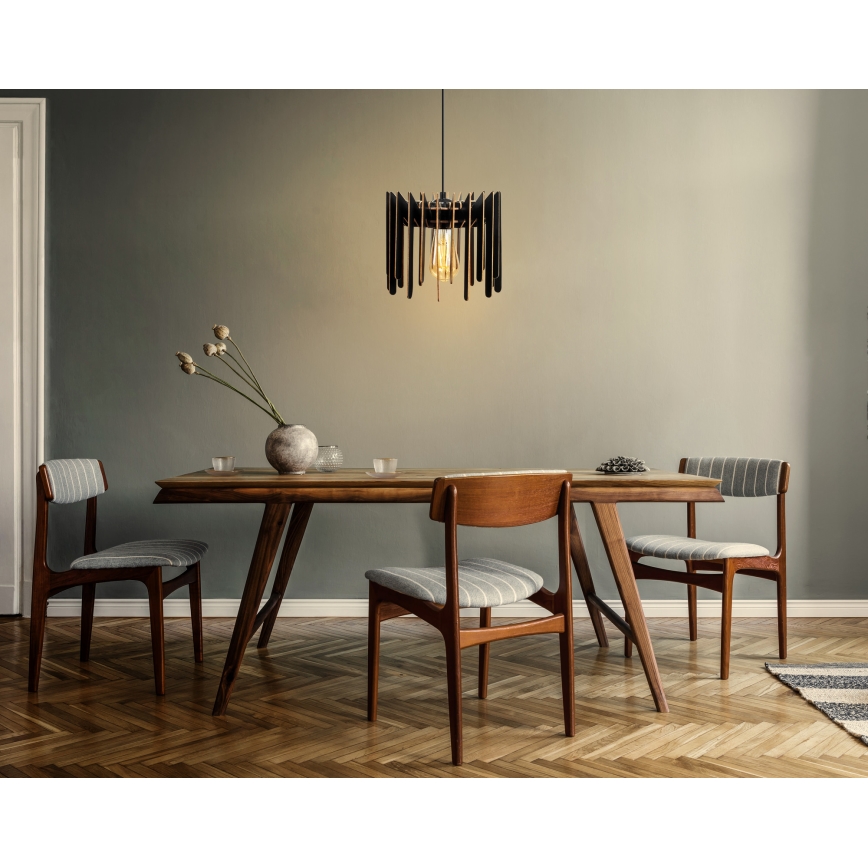 Luster na sajli 1xE27/60W/230V, crne boje, prečnik 23 cm