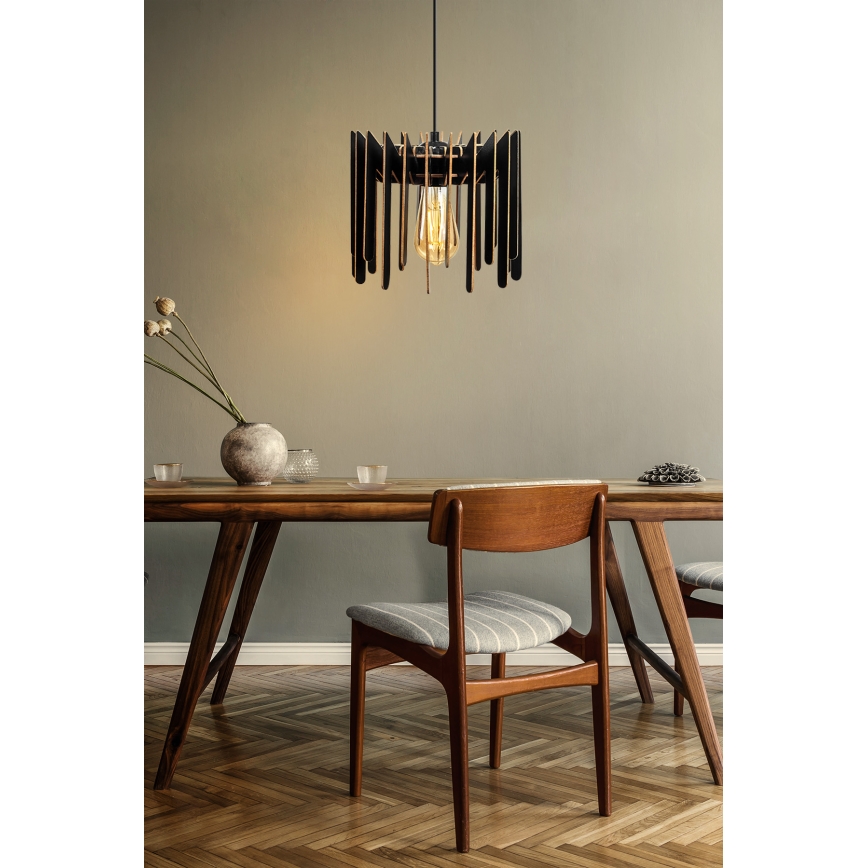 Luster na sajli 1xE27/60W/230V, crne boje, prečnik 23 cm