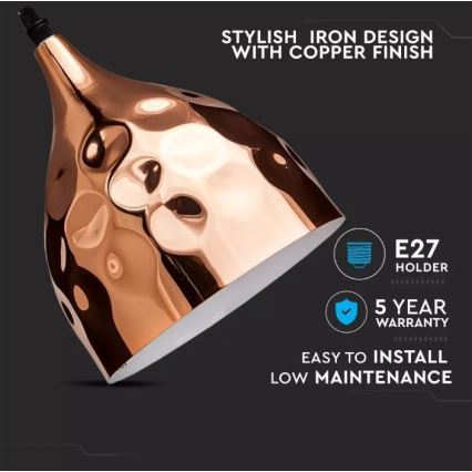 Luster na sajli 1xE27/60W/230V roze zlato