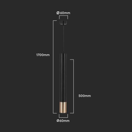Luster na sajli 1xGU10/35W/230V 50 cm crna/zlatna