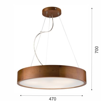 Luster na sajli 3xE27/60W/230V, prečnik 47 cm, borovina