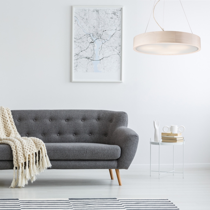 Luster na sajli 3xE27/60W/230V, prečnik 47 cm, od borovine