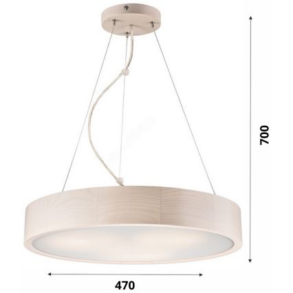 Luster na sajli 3xE27/60W/230V, prečnik 47 cm, od borovine